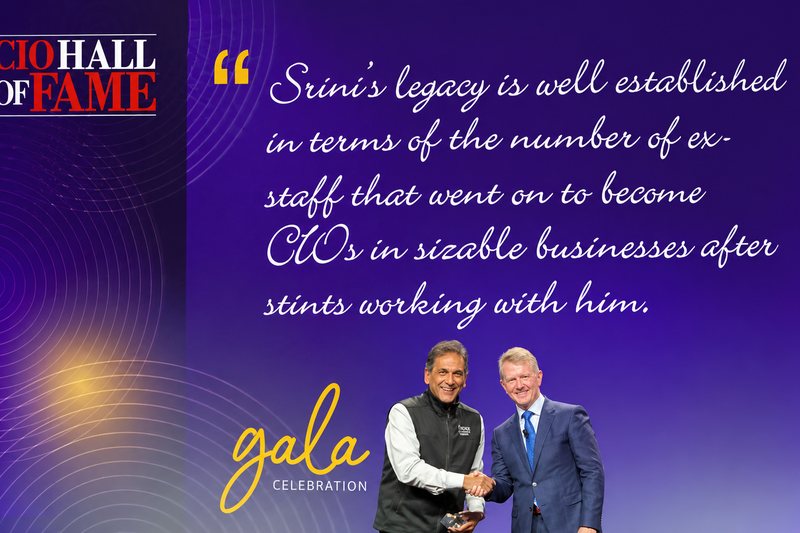 Srini Koushik being inducted into the CIO Hall of Fame by CIO Magazine