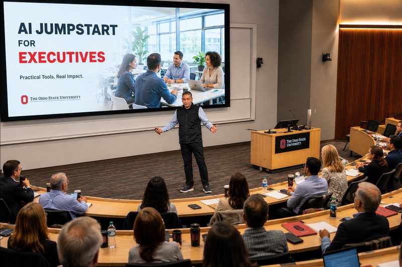Srini Koushik teaching AI Jumpstart for Executives at The Ohio State University